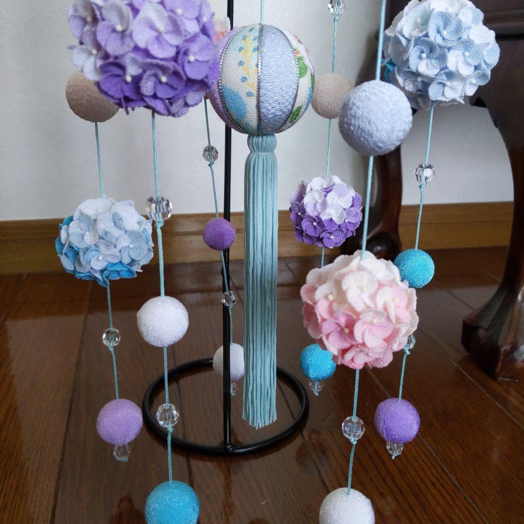 ちりめん細工　紫陽花の下げ飾り　marikomama5.5