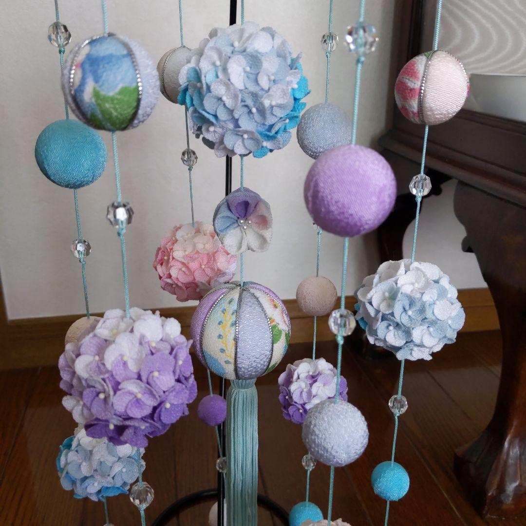 ちりめん細工　紫陽花の下げ飾り　marikomama5.5
