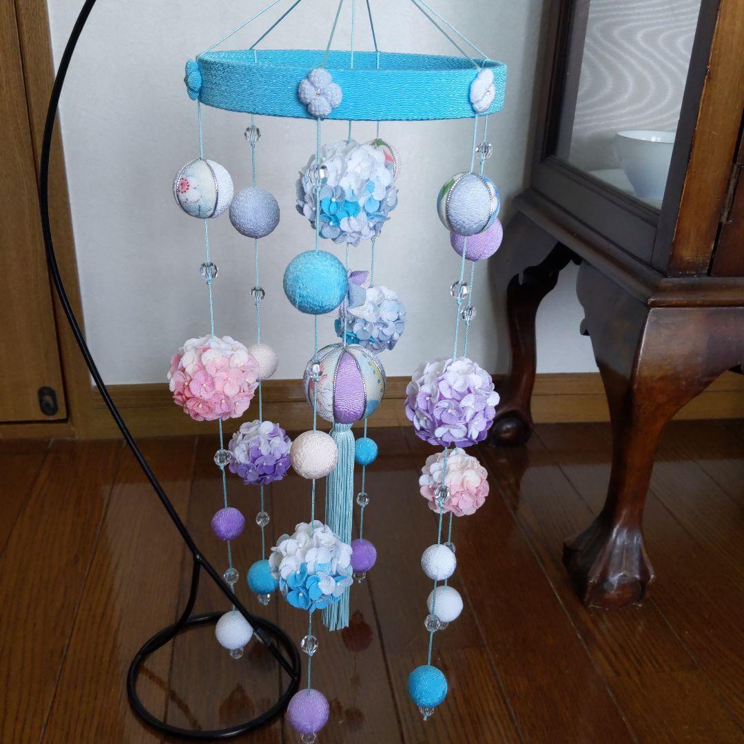 ちりめん細工　紫陽花の下げ飾り　marikomama5.5