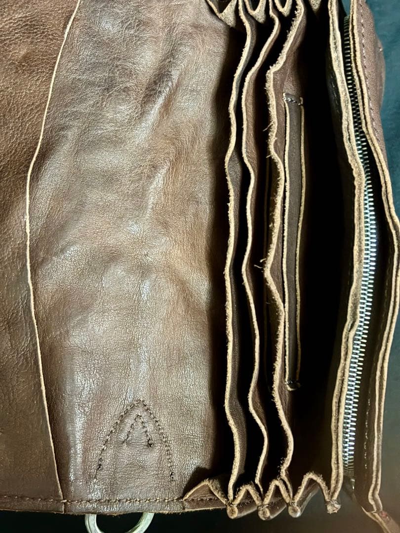 ANNAK アナック ウォッシュ レザー ロング ウォレット ダークブラウン系