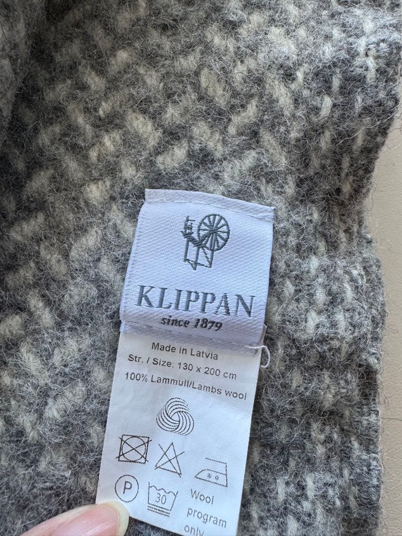 KLIPPAN スローケット ブランケット ポルカ グレー