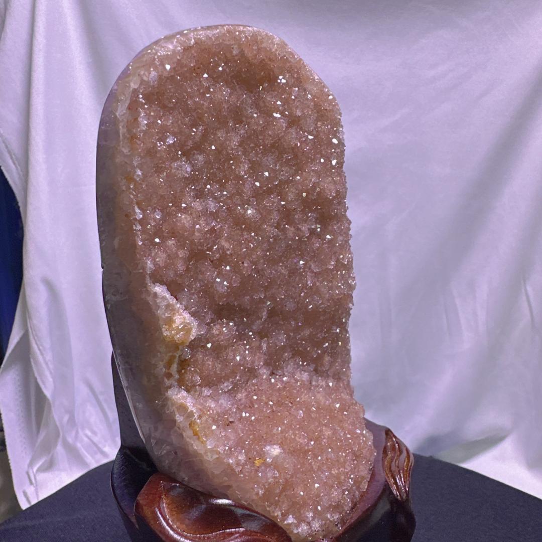 ウルグアイ産 アメジスト カルサイト 共生 原石 置物D.55