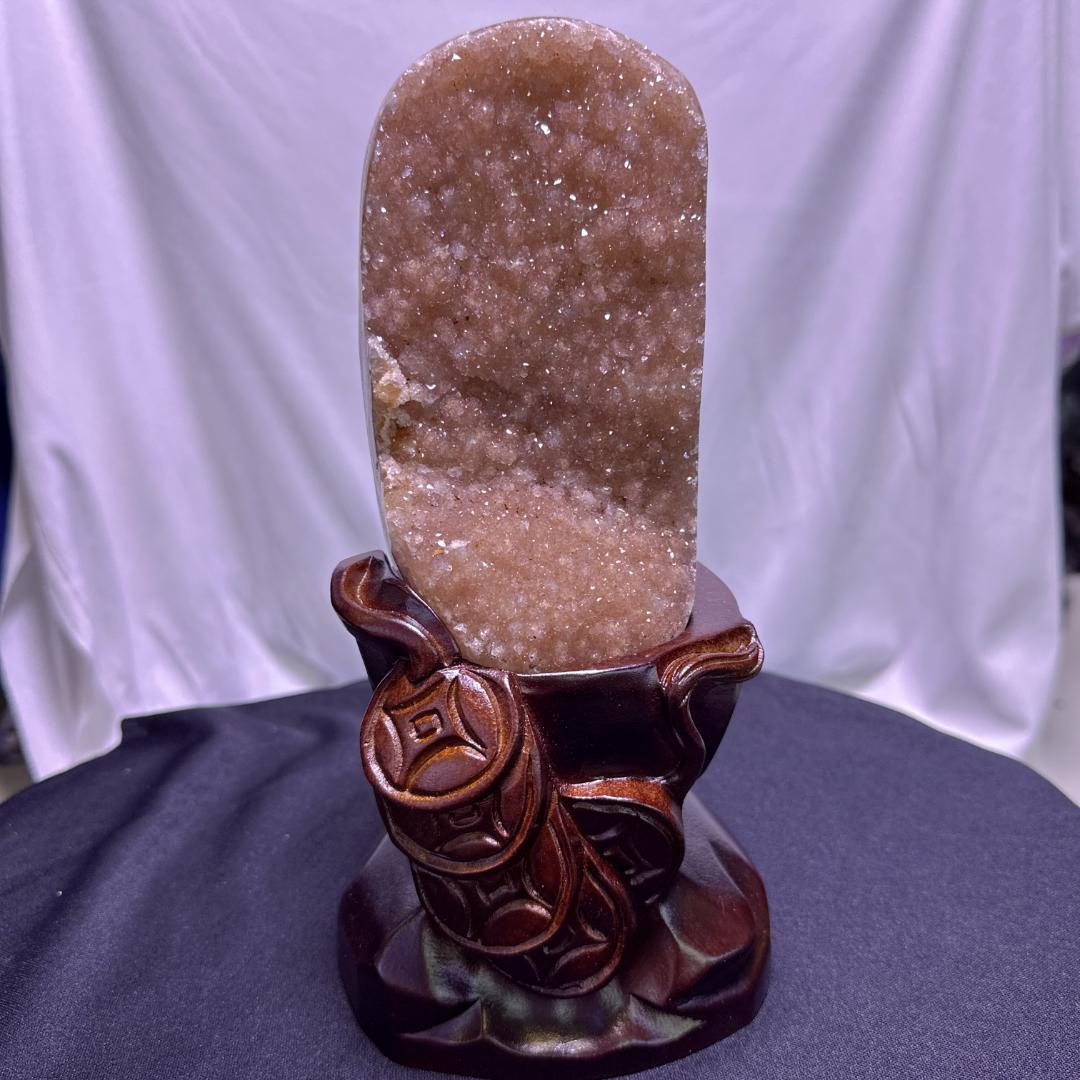 ウルグアイ産 アメジスト カルサイト 共生 原石 置物D.55