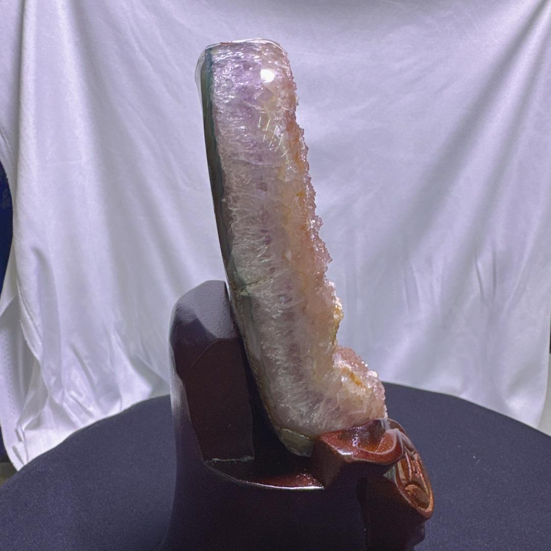 ウルグアイ産 アメジスト カルサイト 共生 原石 置物D.55