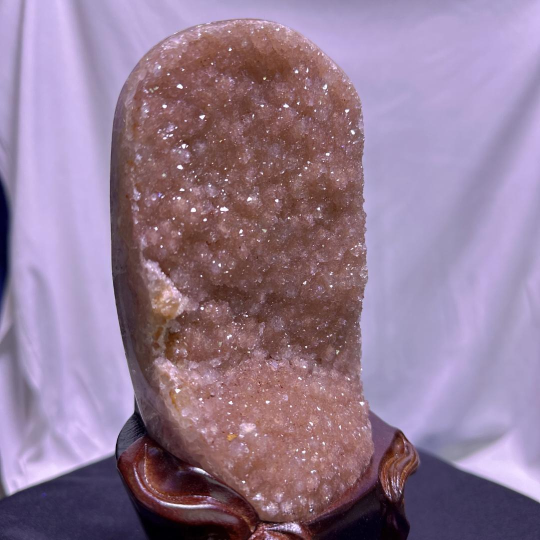 ウルグアイ産 アメジスト カルサイト 共生 原石 置物D.55