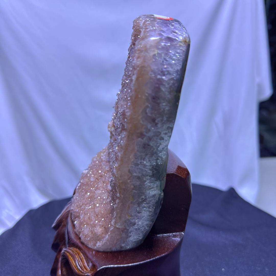 ウルグアイ産 アメジスト カルサイト 共生 原石 置物D.55