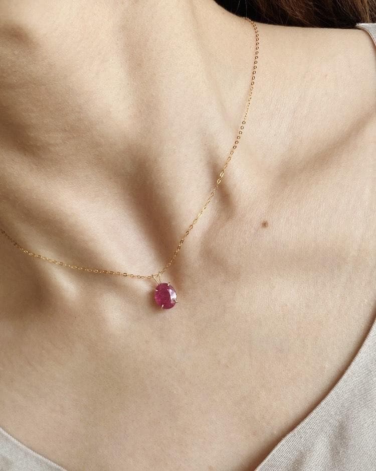 BOX付✨【宝石の女王】ルビー 14kgf ネックレス