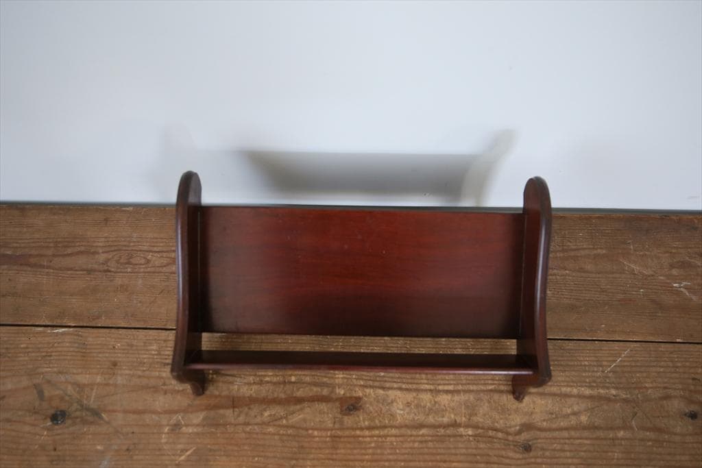 英国アンティーク木製ブックシェルフ/ブックスタンド/本棚マガジンラック89-14