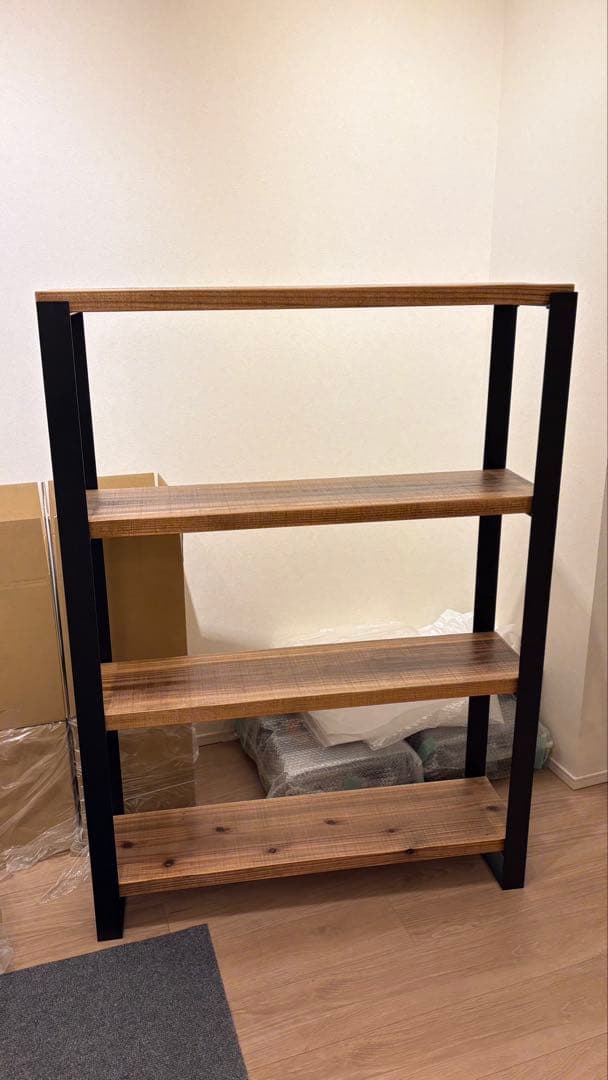 【KANADEMONO】シェルフ 無垢杉ブラックスチール 棚 ラック 美品 処分