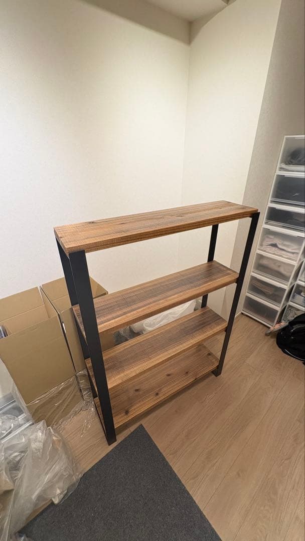 【KANADEMONO】シェルフ 無垢杉ブラックスチール 棚 ラック 美品 処分