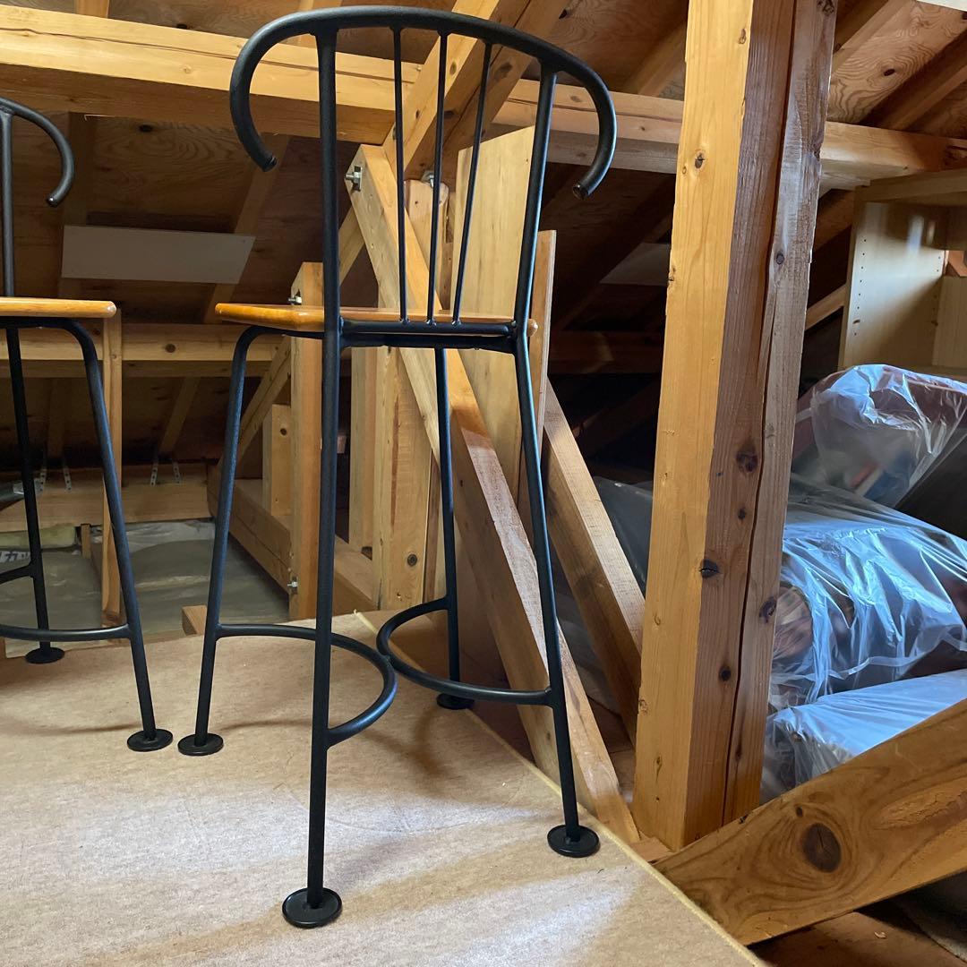 【引き取り希望】カウンターチェア　ハイチェア　4脚セット　アイアン　木　DIY