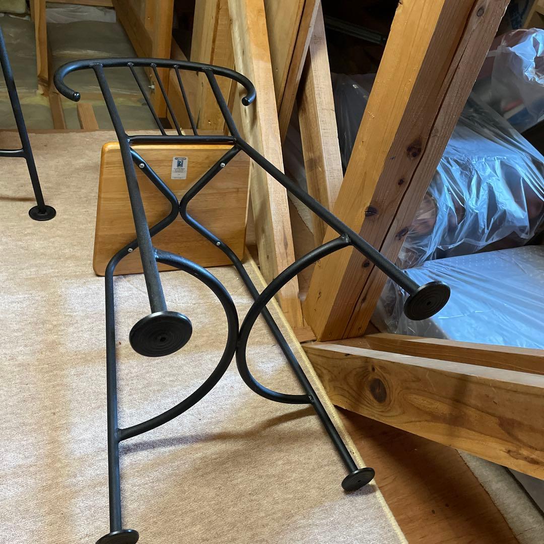 【引き取り希望】カウンターチェア　ハイチェア　4脚セット　アイアン　木　DIY