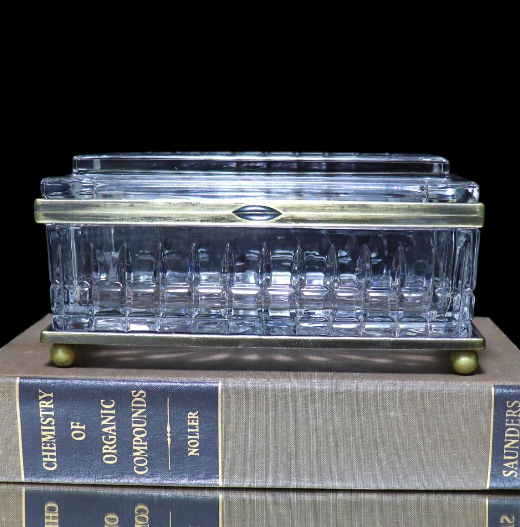 オールドバカラ 特注肉厚カットクリスタル×ブロンズ 2.3kg 大型装飾ボックス