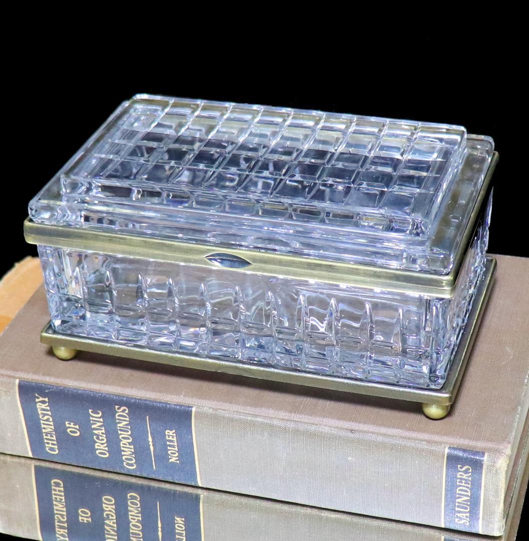 オールドバカラ 特注肉厚カットクリスタル×ブロンズ 2.3kg 大型装飾ボックス