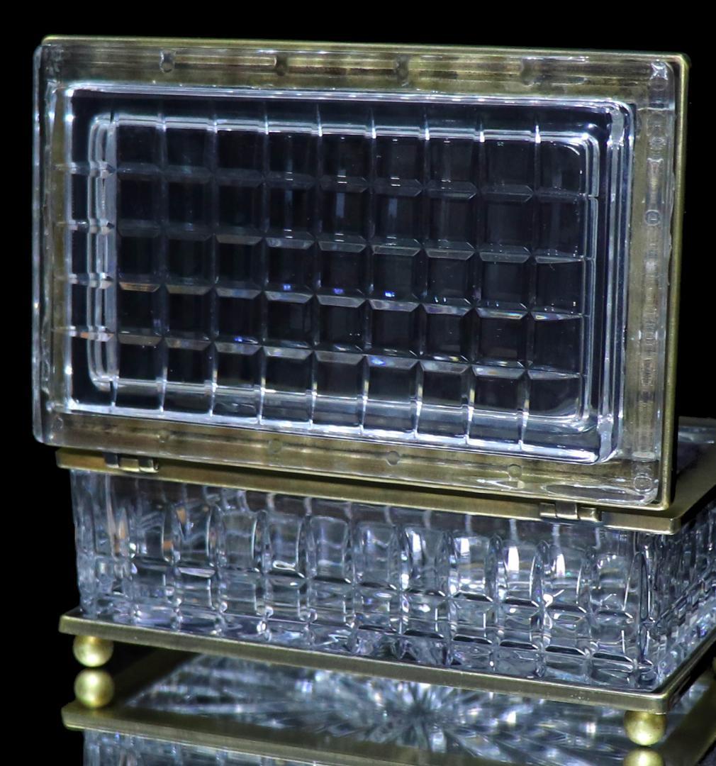 オールドバカラ 特注肉厚カットクリスタル×ブロンズ 2.3kg 大型装飾ボックス