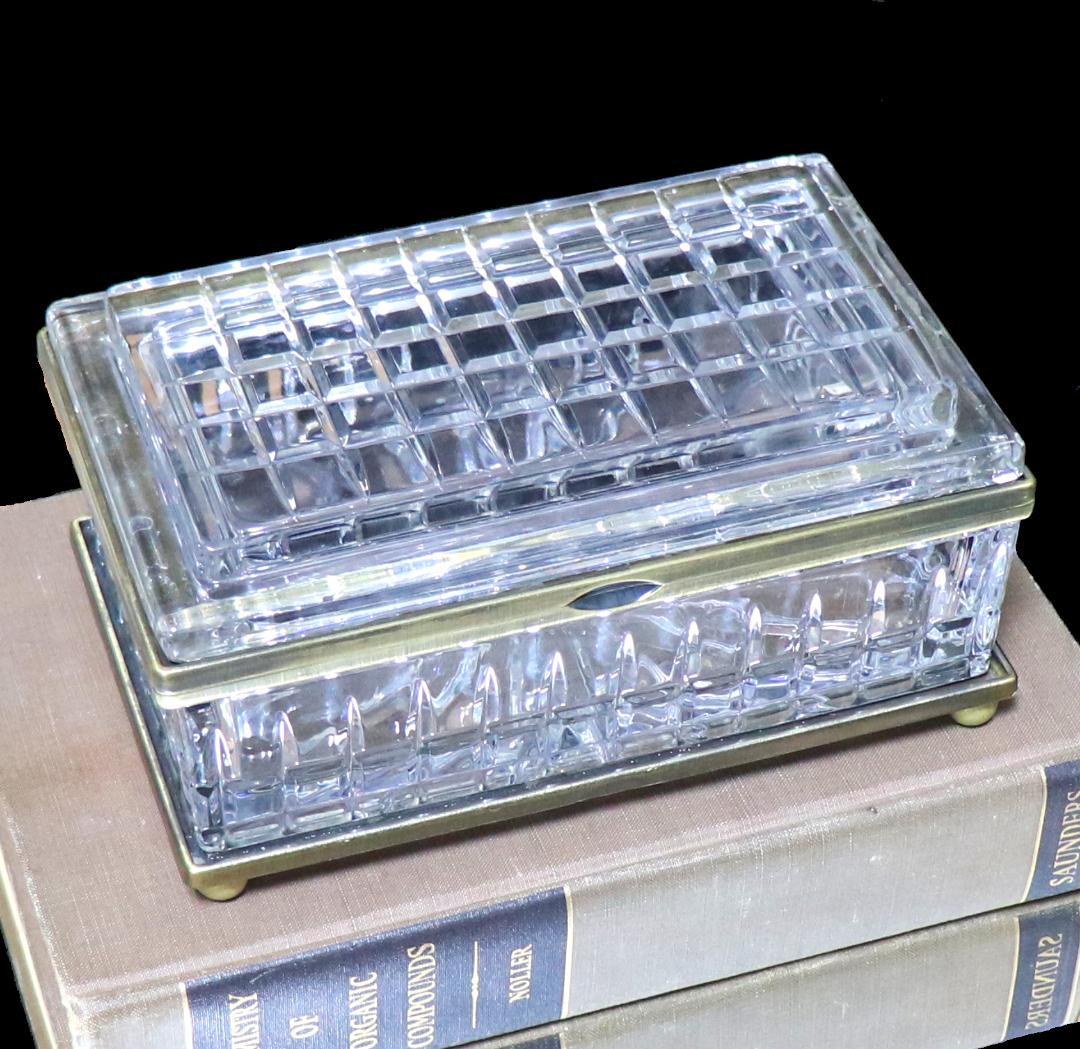 オールドバカラ 特注肉厚カットクリスタル×ブロンズ 2.3kg 大型装飾ボックス