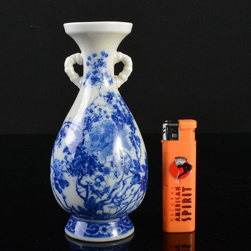 瀬戸焼 古瀬戸 染付 花蝶文 双耳瓶 H R7183 - メルカリ