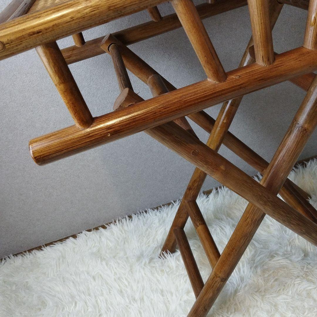 【美品 ビンテージ 送料込】ラタン素材 折りたたみ式テーブル 藤素材