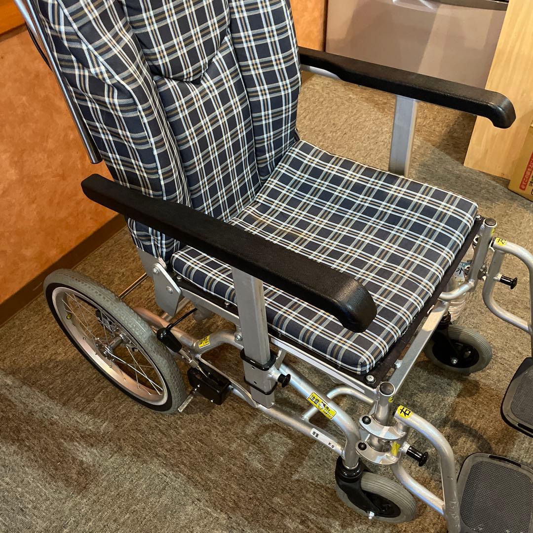 カワムラリクライニング介助用車椅子 チェック柄 アルミフレーム　KXLシリーズ