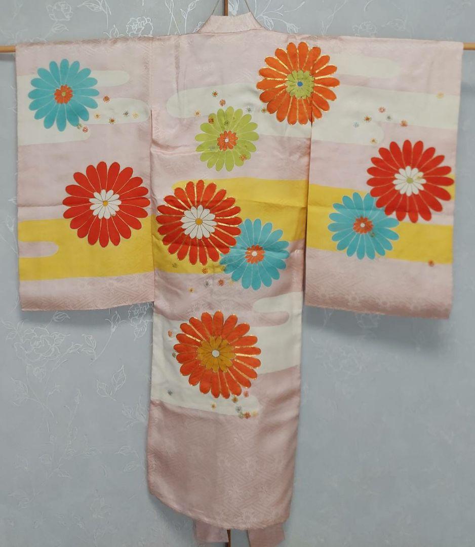 NA220七五三子供着物正絹綺麗刺繍沢山着丈98センチ裄丈45センチ