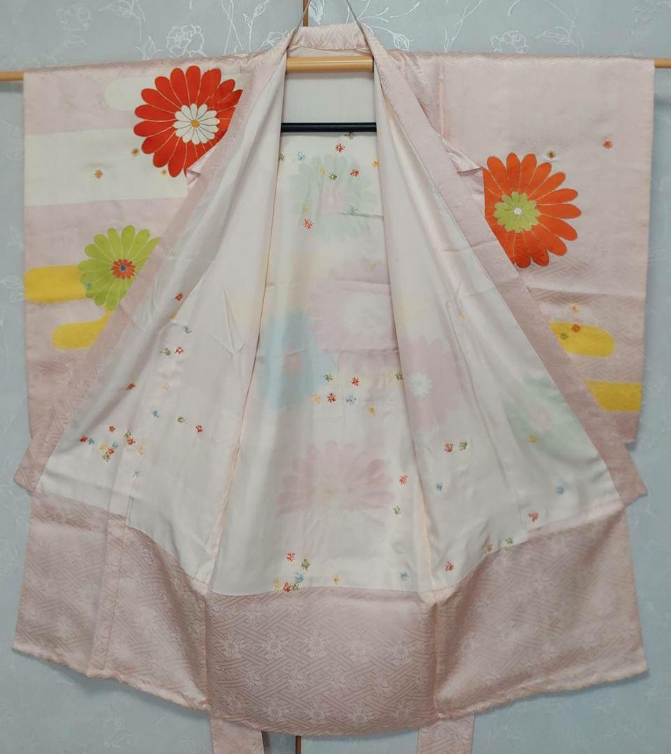 NA220七五三子供着物正絹綺麗刺繍沢山着丈98センチ裄丈45センチ