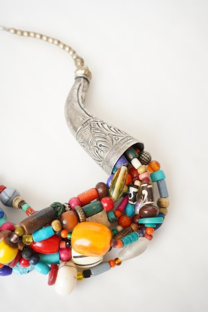 カラフルビーズ×真鍮エスニックネックレス [並行輸入品]