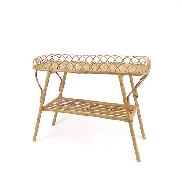 アジアン風 皮つきラタンコンソールテーブル 籐 手編み ナチュラル（256）