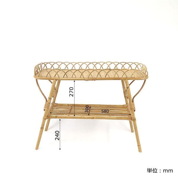 アジアン風 皮つきラタンコンソールテーブル 籐 手編み ナチュラル（256）