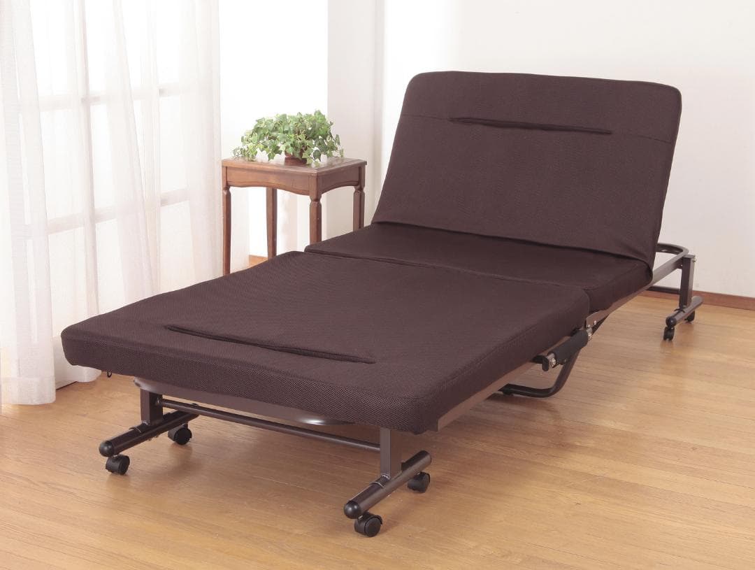 折りたたみ式 ソファベッド (組立不要) (ブラウン ネイビー から選べる)