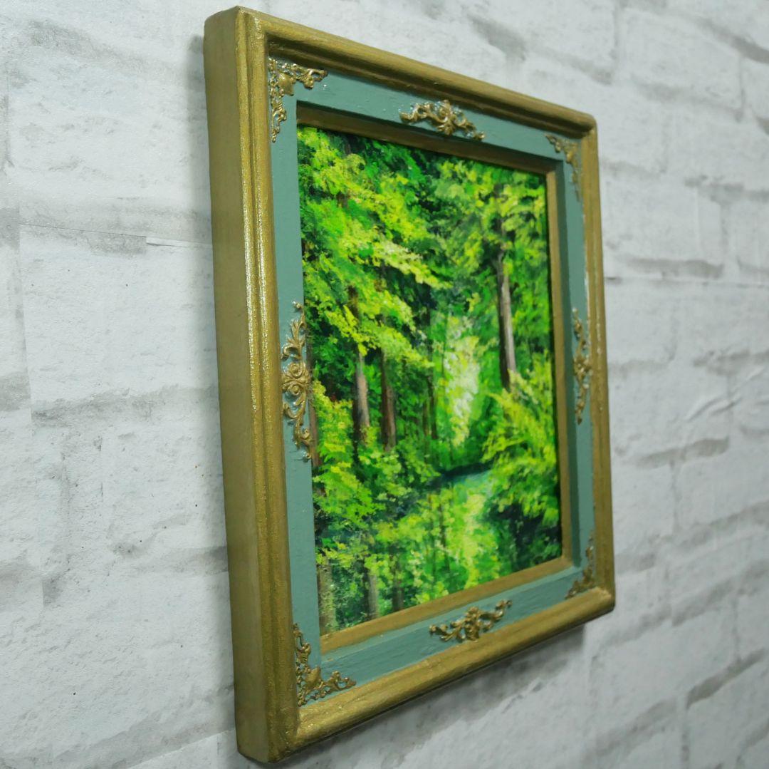 油絵 油彩 油彩画 絵 絵画【新緑の森】