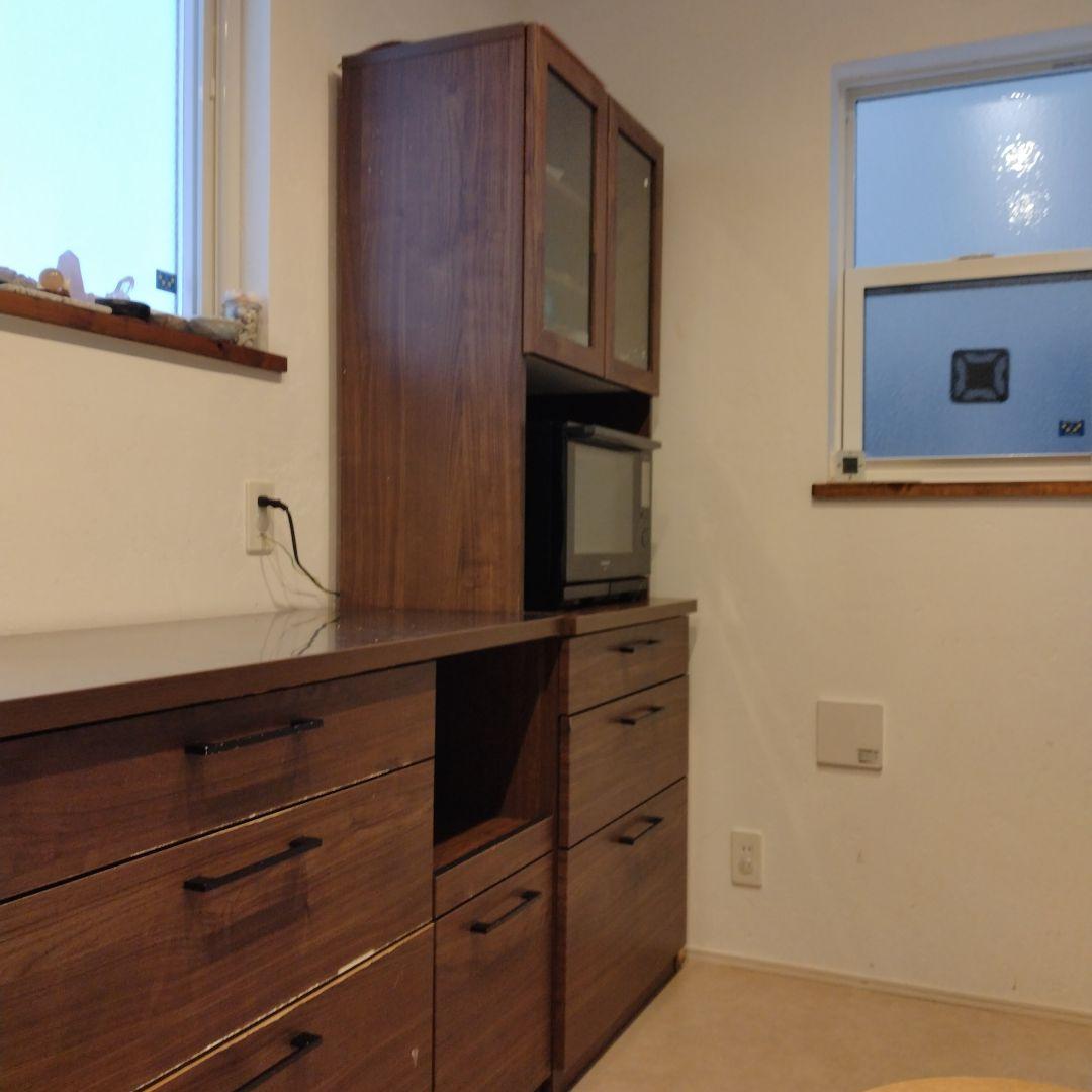 カップボード　食器棚　ナフコ　木目調　ウォルナット