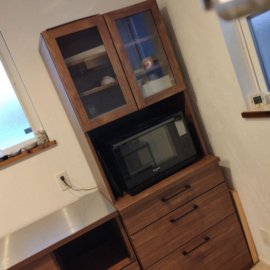 カップボード　食器棚　ナフコ　木目調　ウォルナット