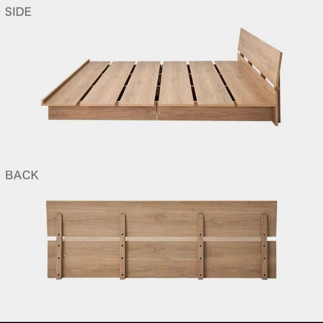 LOWYA ベッドフレーム ロータイプ クイーン シャビーナチュラル