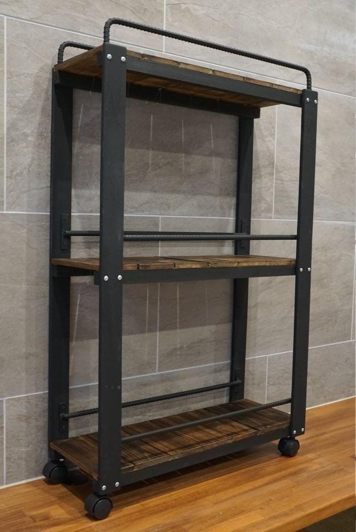 ウイスキーラック　サイドバーワゴンタイプ　男前インテリア　1209