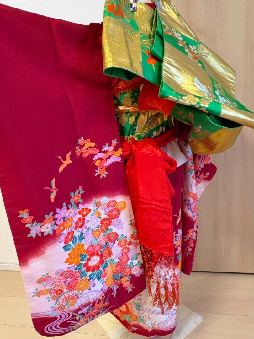 七五三 7歳 祝い着 臙脂 フルセット M2505052