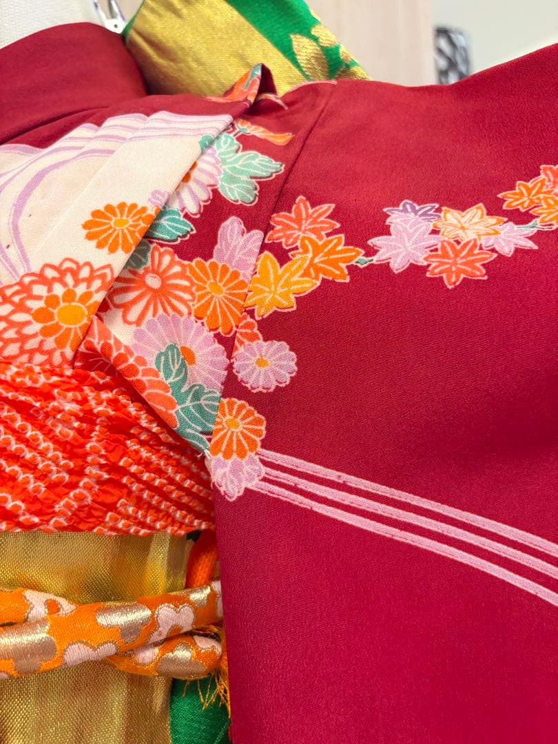 七五三 7歳 祝い着 臙脂 フルセット M2505052