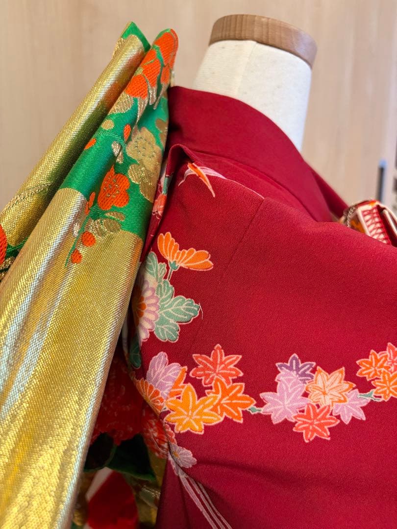 七五三 7歳 祝い着 臙脂 フルセット M2505052