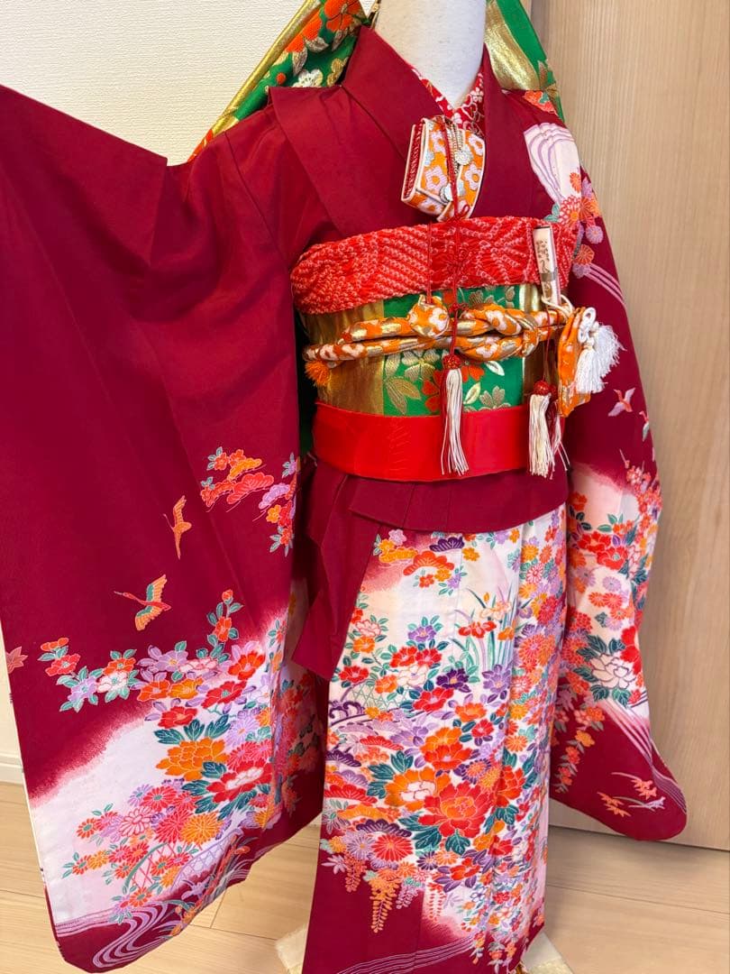七五三 7歳 祝い着 臙脂 フルセット M2505052