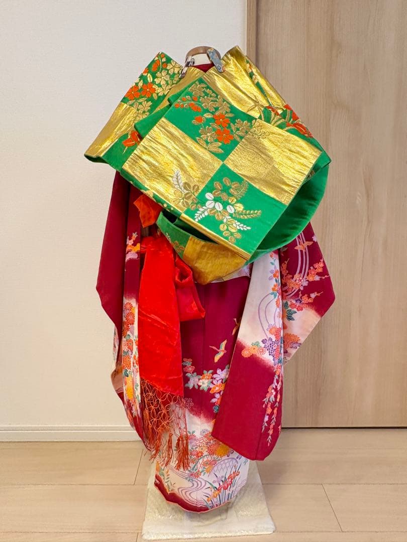 七五三 7歳 祝い着 臙脂 フルセット M2505052