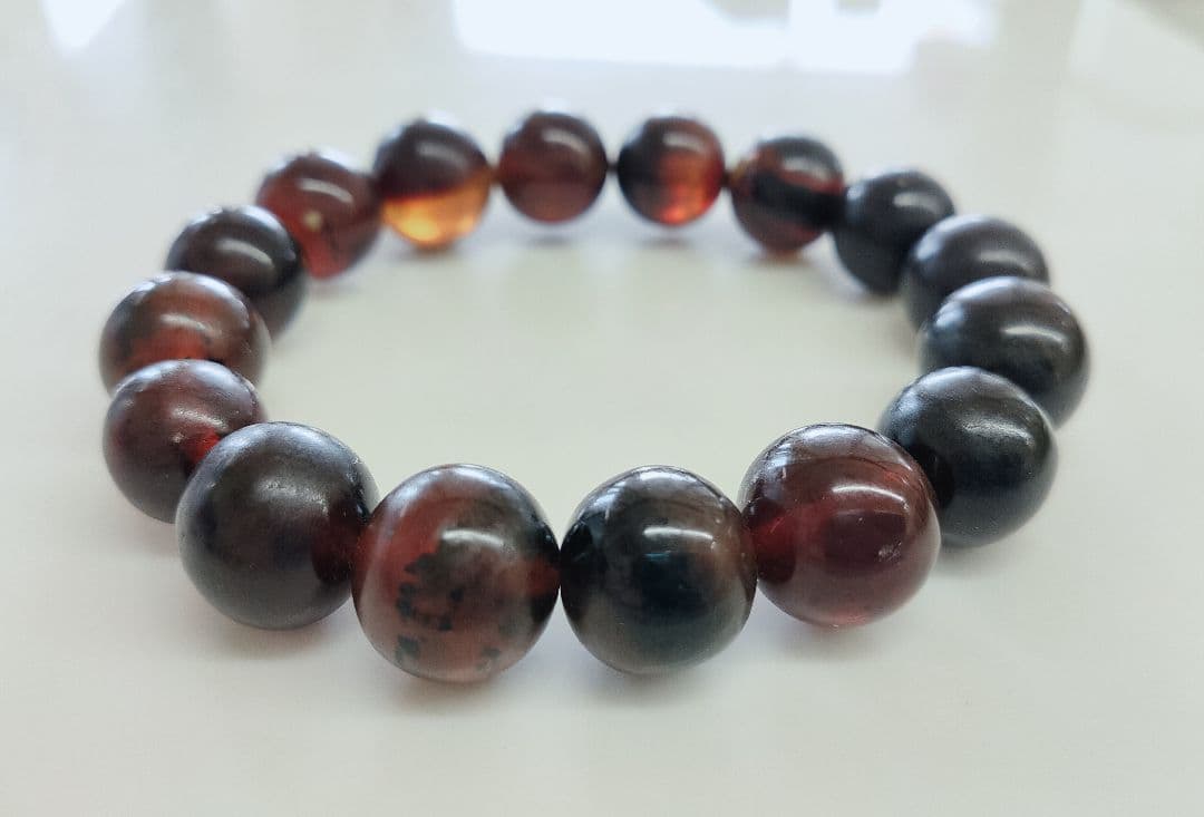 天然レッドアンバー レッドアンバー アンバー 琥珀 ブレスレット