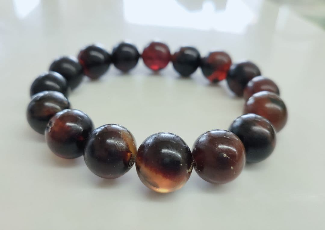 天然レッドアンバー レッドアンバー アンバー 琥珀 ブレスレット