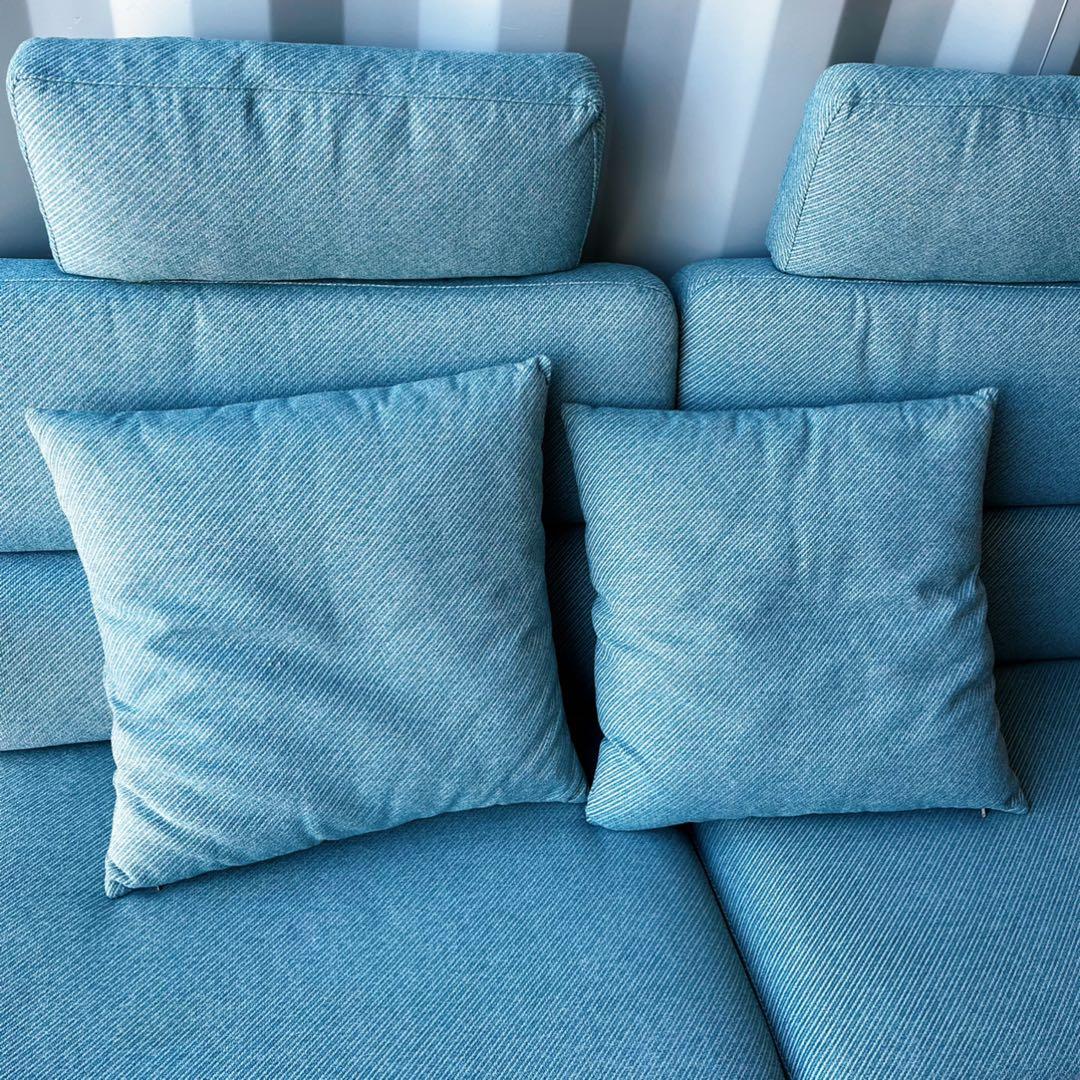 取付無料！飛騨産業 SEOTO 北欧風ナチュラル天然木ブルーファブリックソファ✨