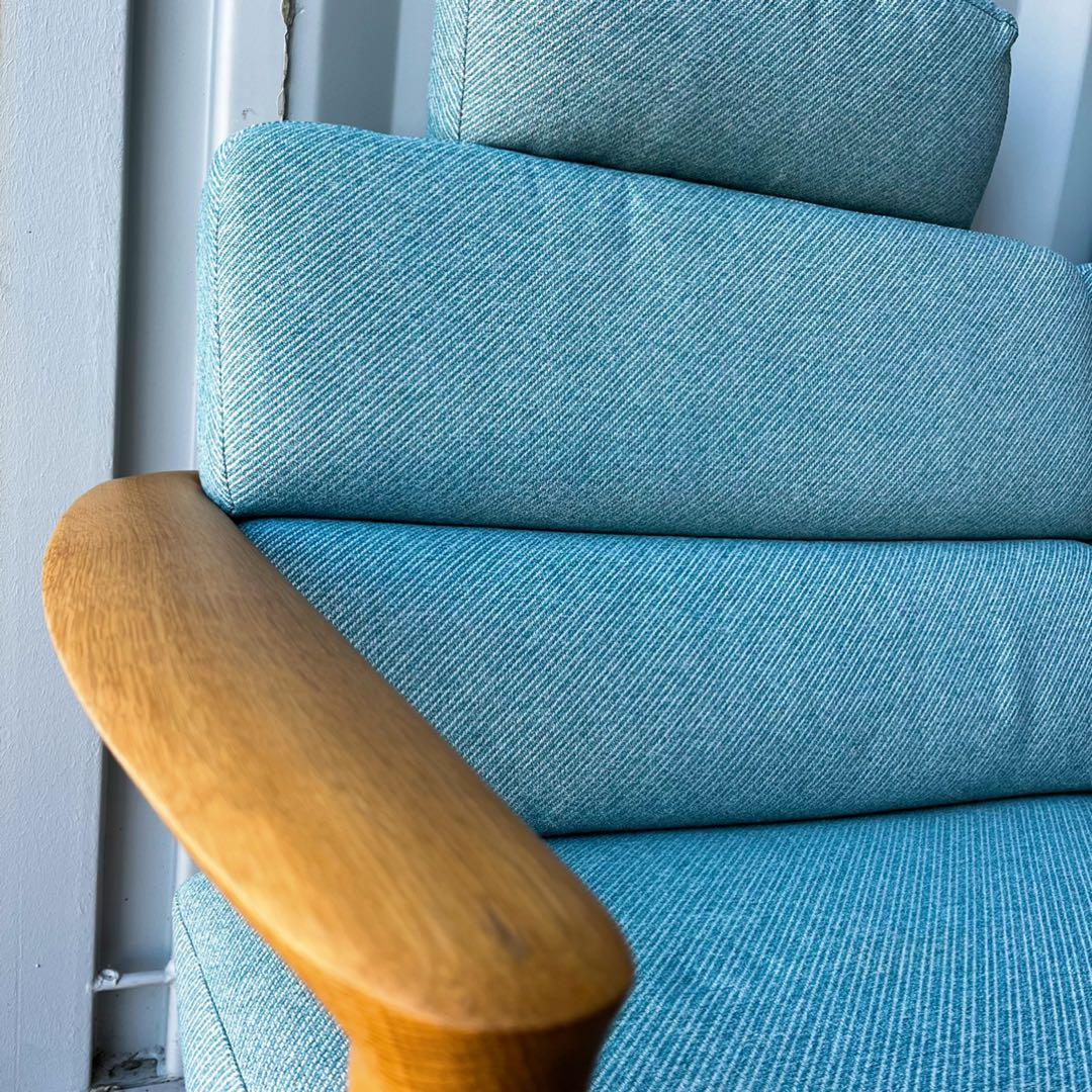 取付無料！飛騨産業 SEOTO 北欧風ナチュラル天然木ブルーファブリックソファ✨