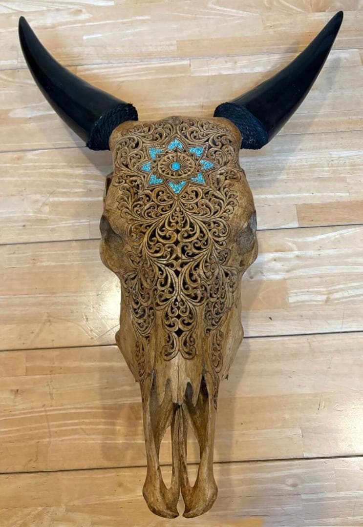 彫刻 牛の頭部 アートインテリア