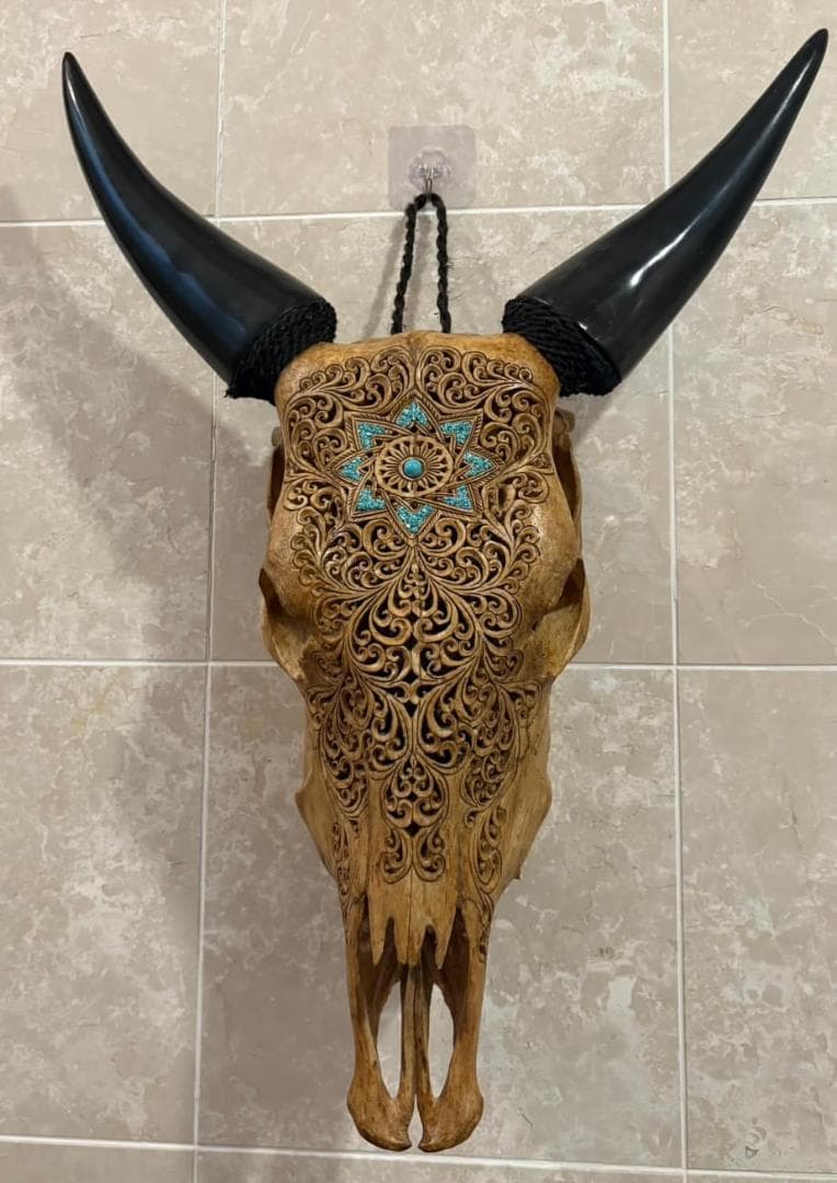 彫刻 牛の頭部 アートインテリア