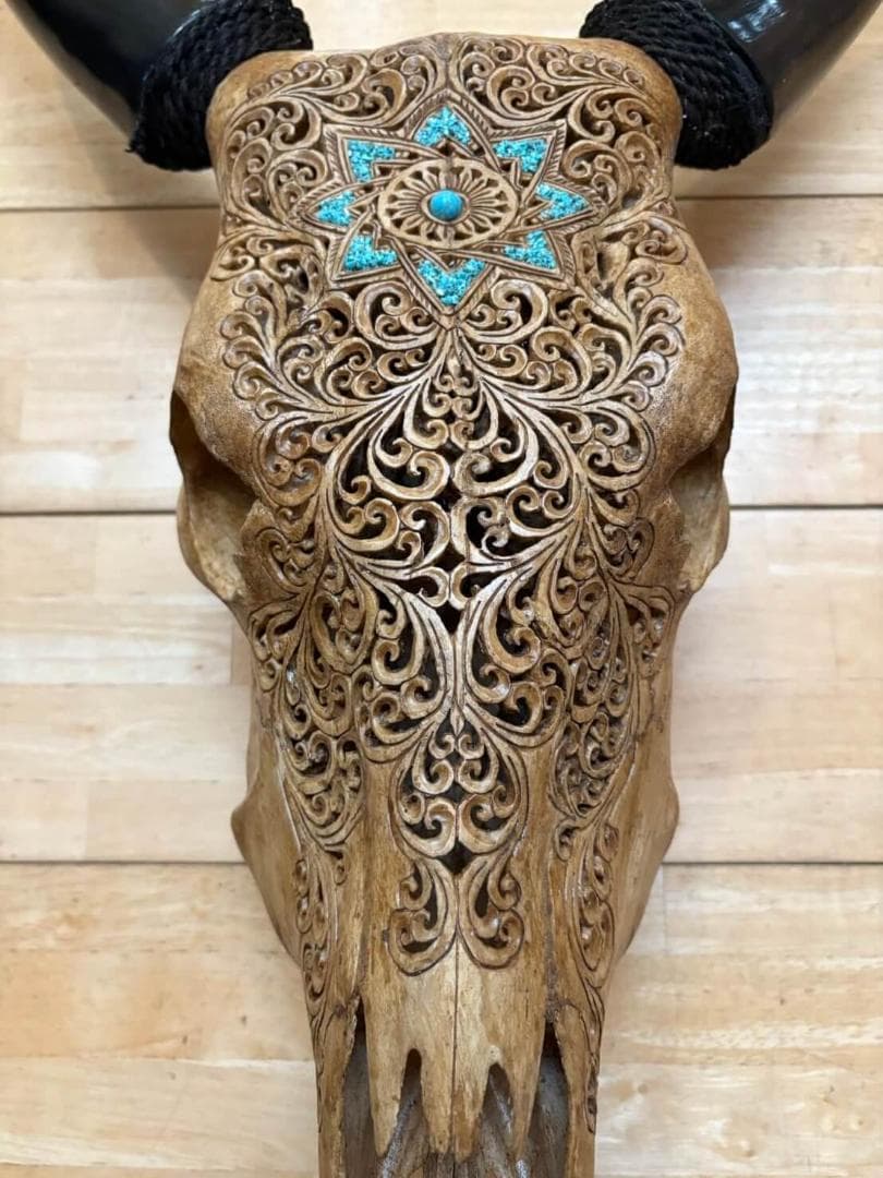 彫刻 牛の頭部 アートインテリア