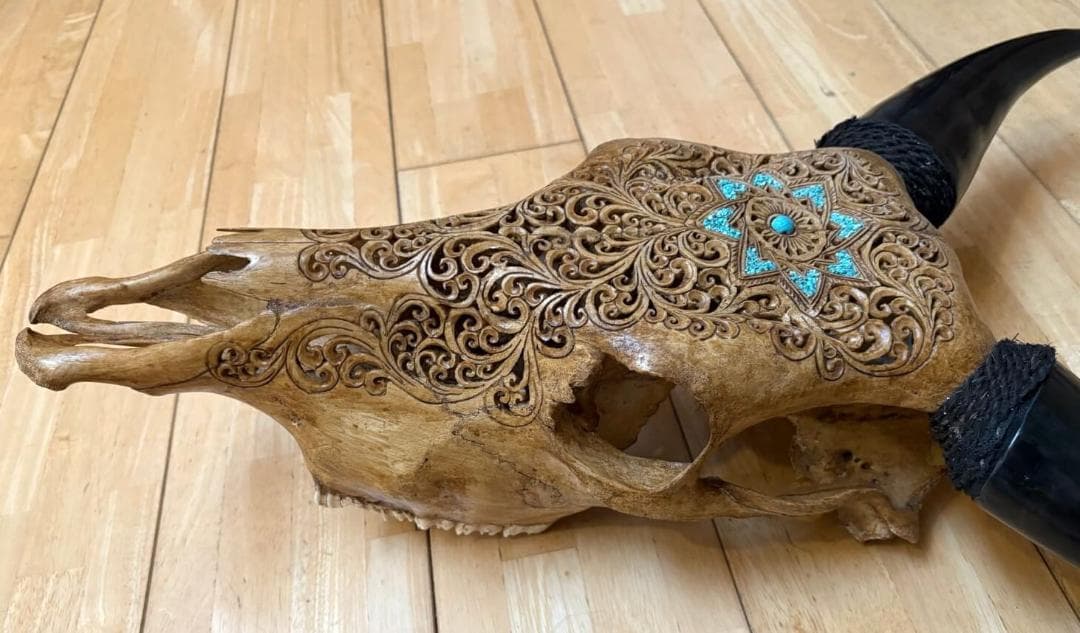 彫刻 牛の頭部 アートインテリア