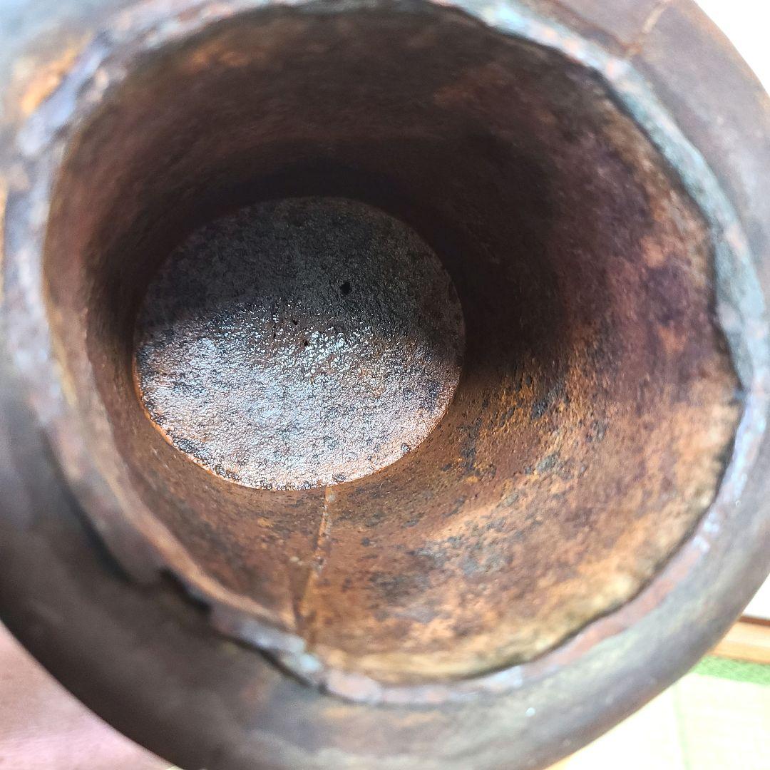 竹製　彫刻 円筒形　筆筒　花瓶　花入れ