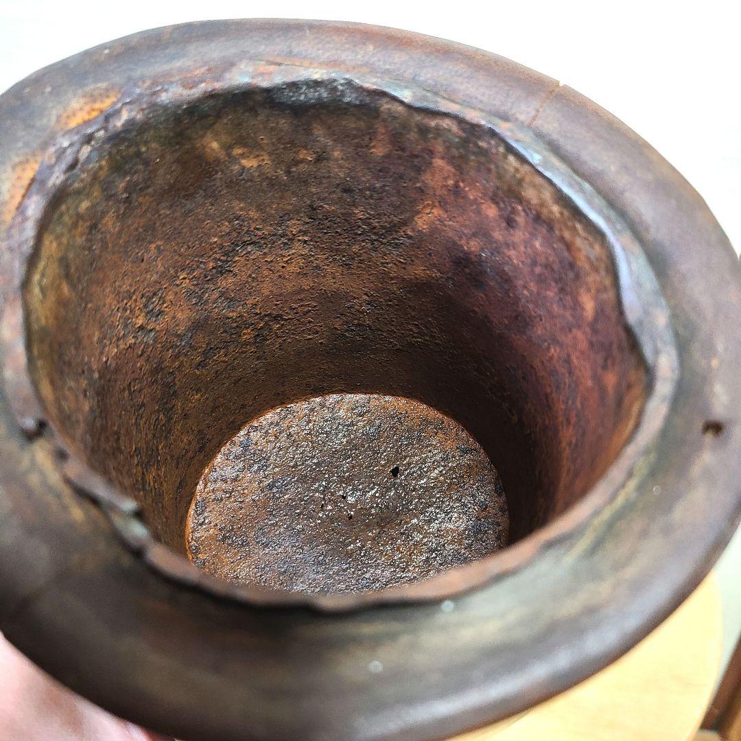 竹製　彫刻 円筒形　筆筒　花瓶　花入れ