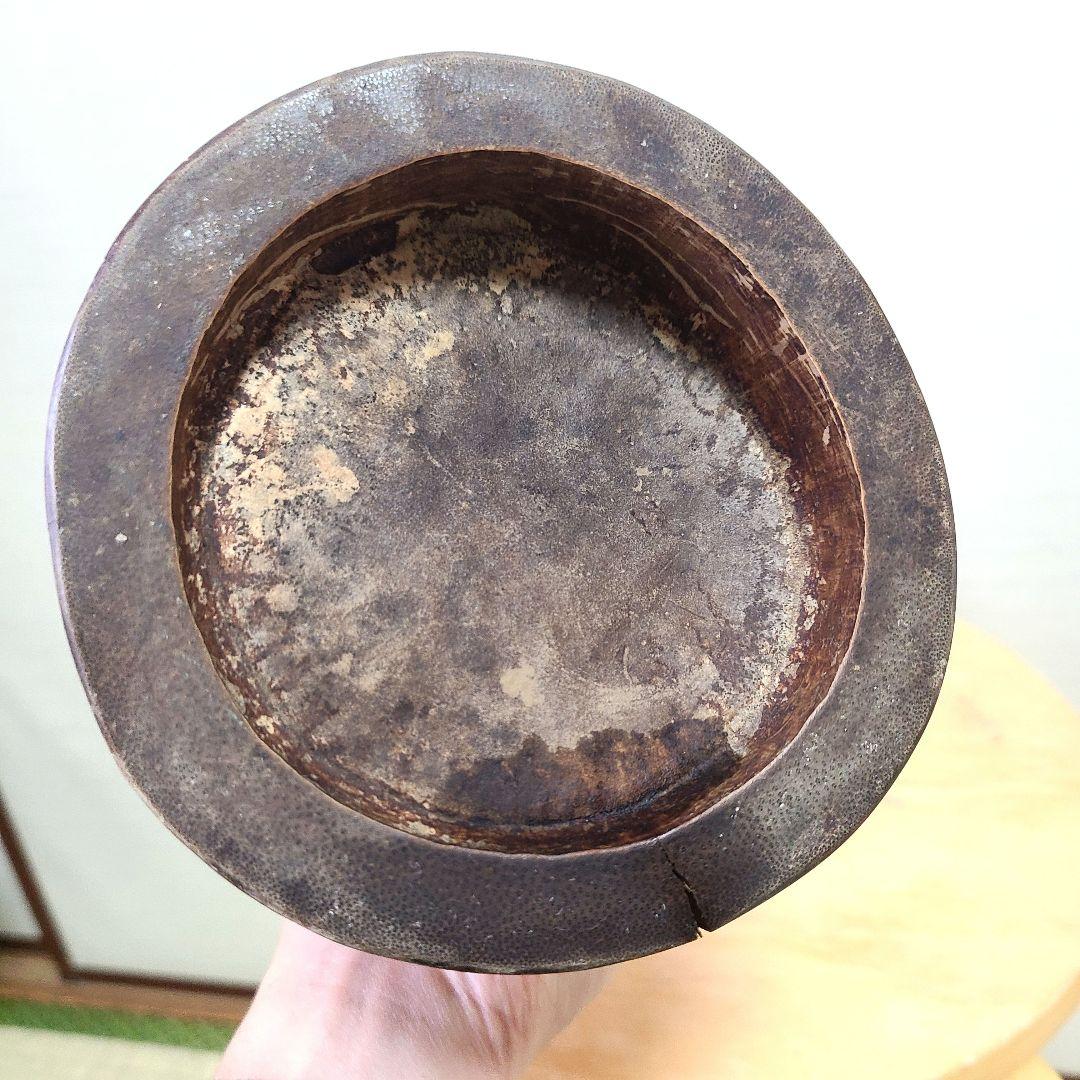 竹製　彫刻 円筒形　筆筒　花瓶　花入れ